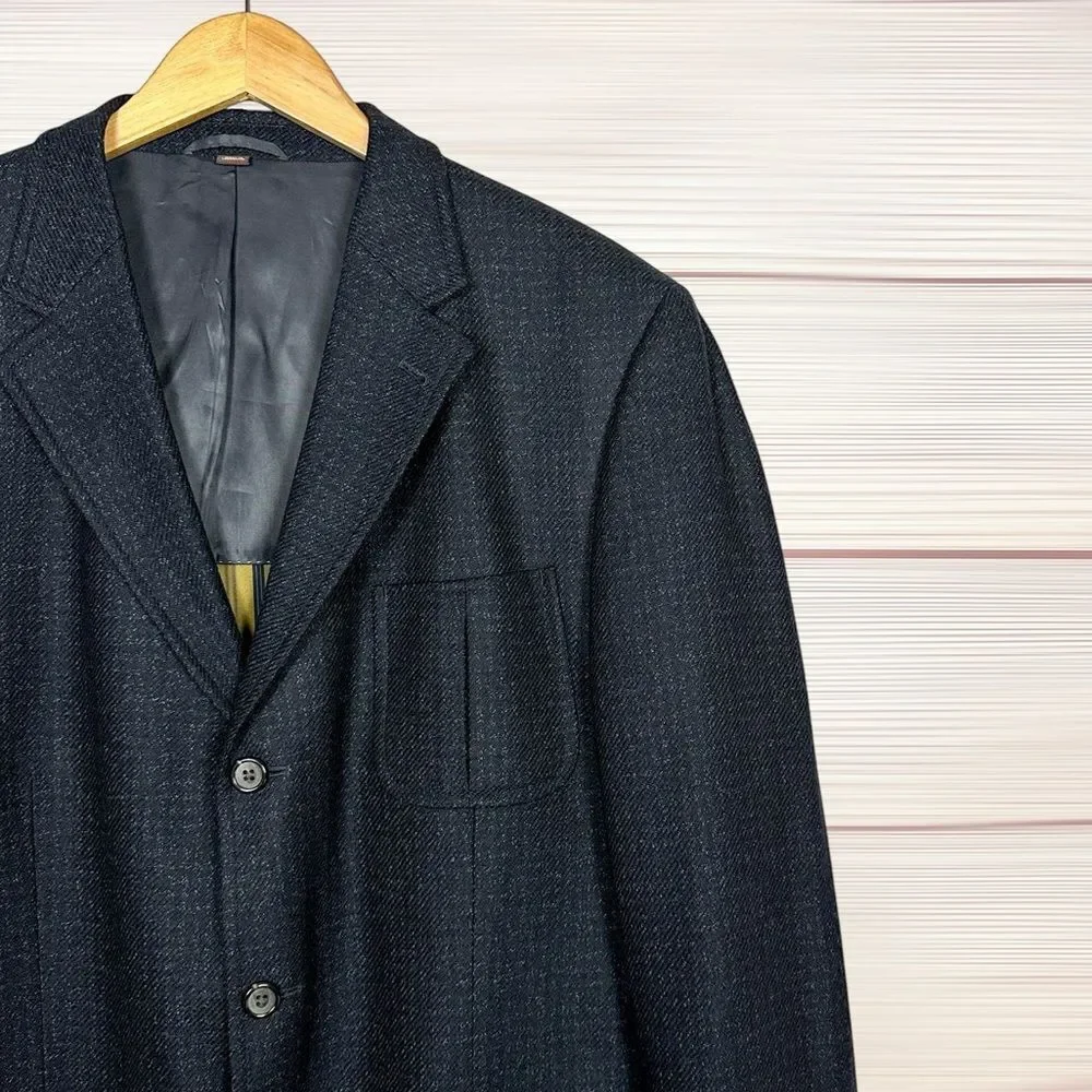 Kroon Wool Cashmere Sport Coat Blazer 3 Button Double Vent Dark Navy 44R